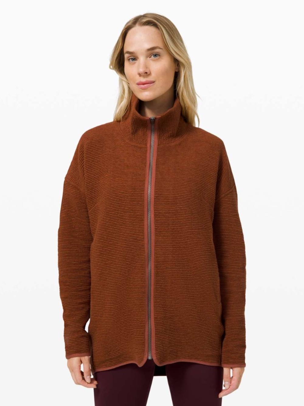 Lululemon Peaceful Moments Full Zip Heathered Ancient Copper Size 8